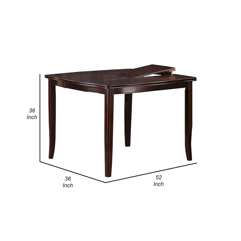 Table haute à manger extensible de 52 pouces avec 2 rallonges papillon - Bois marron