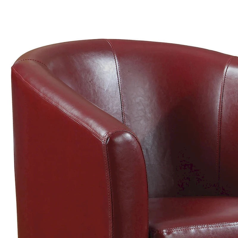 Fauteuil d'appoint compact rouge à dossier incurvé