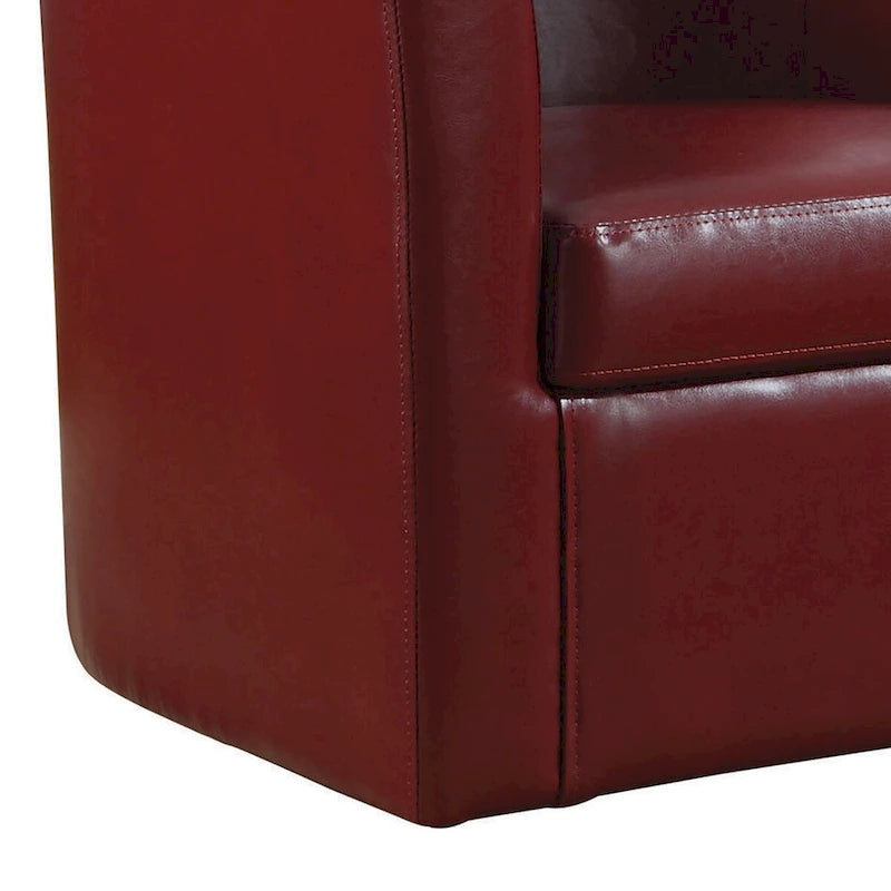 Fauteuil d'appoint compact rouge à dossier incurvé
