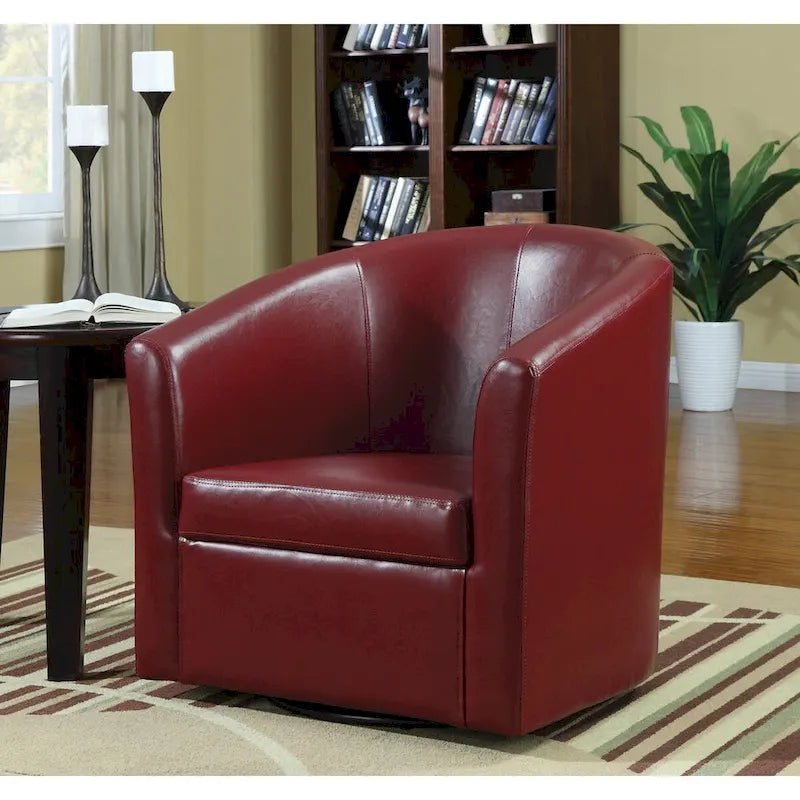Fauteuil d'appoint compact rouge à dossier incurvé