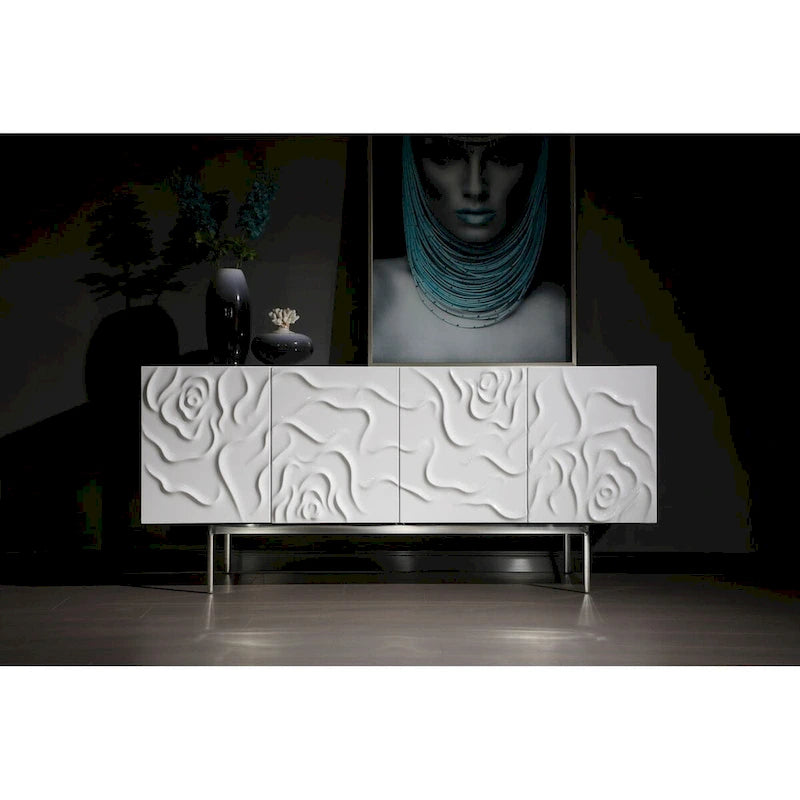 Buffet moderne blanc laqué avec portes à fermeture douce