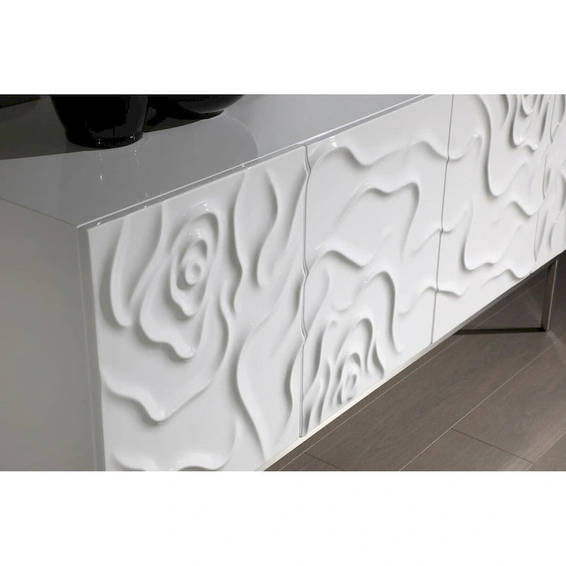 Buffet moderne blanc laqué avec portes à fermeture douce