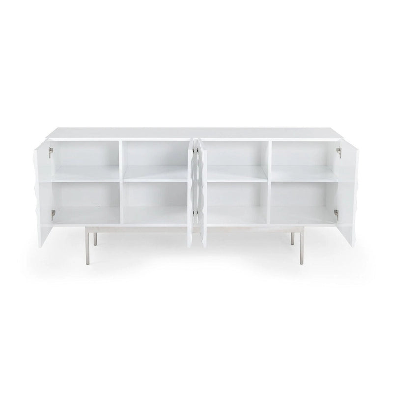 Buffet moderne blanc laqué avec portes à fermeture douce