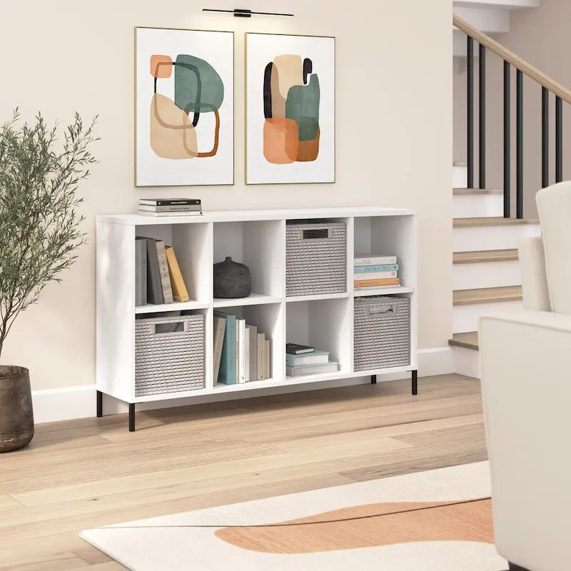 Bibliothèque de rangement 8 cubes avec étagères réglables
