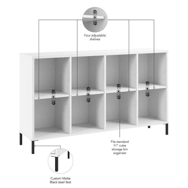 Bibliothèque de rangement 8 cubes avec étagères réglables