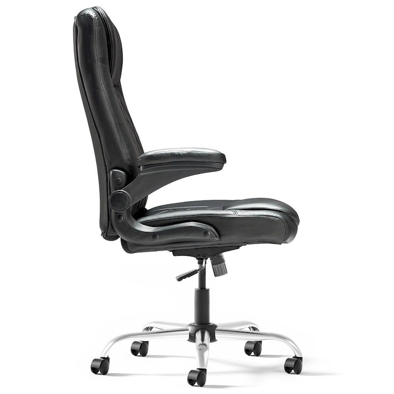 Fauteuil de bureau pivotant en similicuir PU avec accoudoirs relevables ergonomique