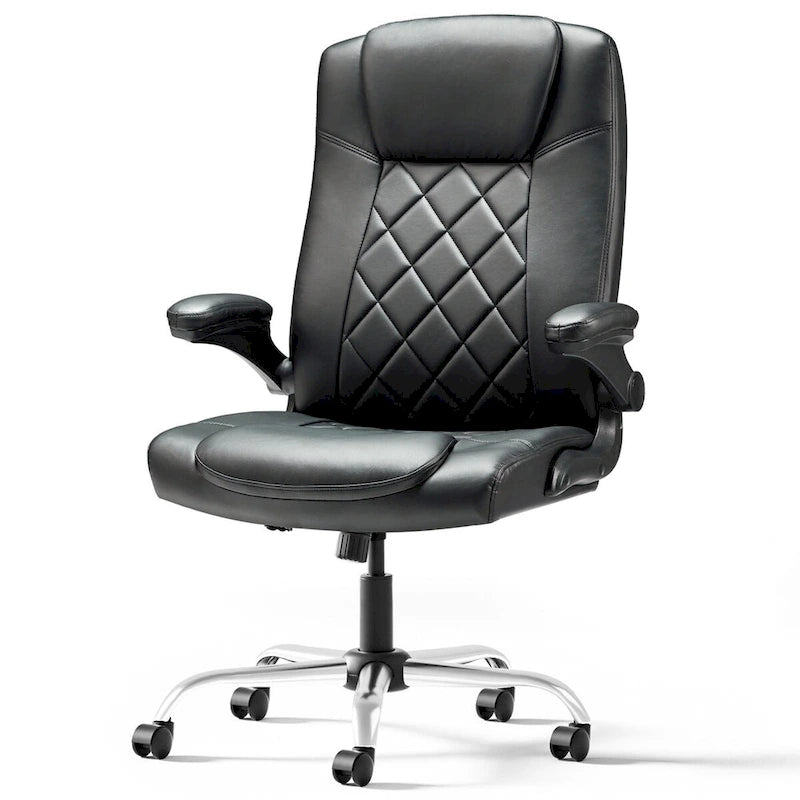 Fauteuil de bureau pivotant en similicuir PU avec accoudoirs relevables ergonomique