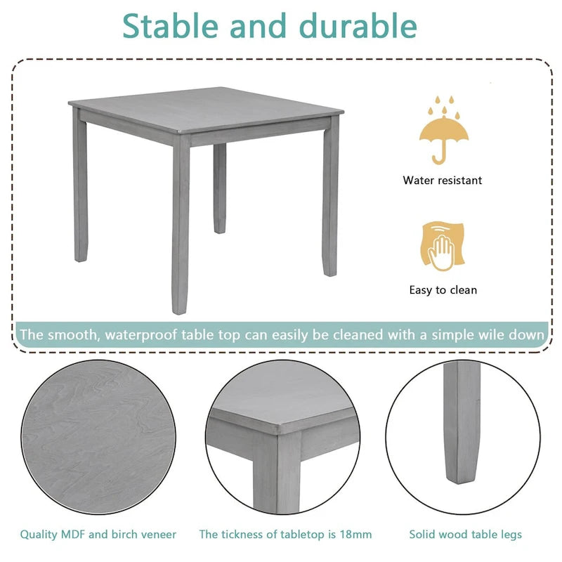 Table à manger carrée en bois pour 4 personnes, idéale pour les petits espaces
