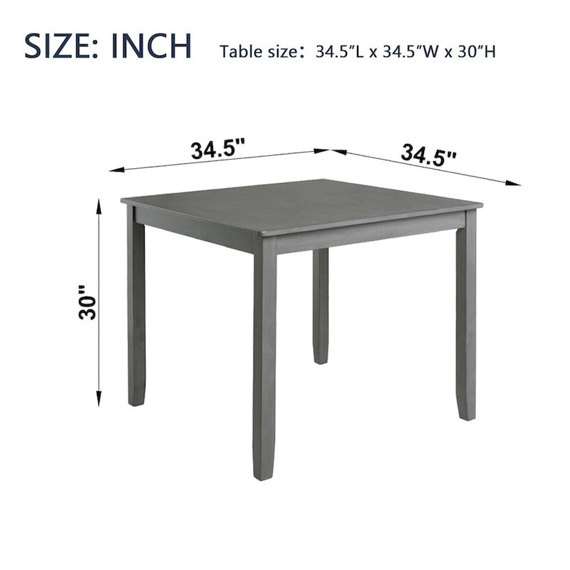 Table à manger carrée en bois pour 4 personnes, idéale pour les petits espaces