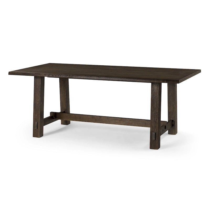 Table de salle à manger rectangulaire en bois massif, fini noir vieilli