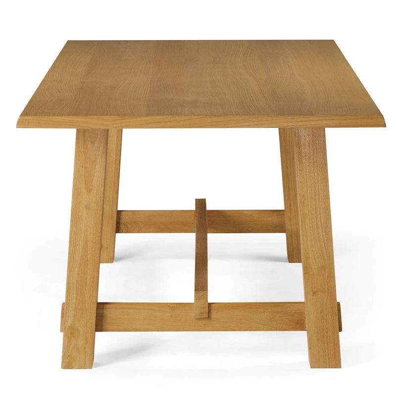 Table de salle à manger rectangulaire en bois massif, fini noir vieilli