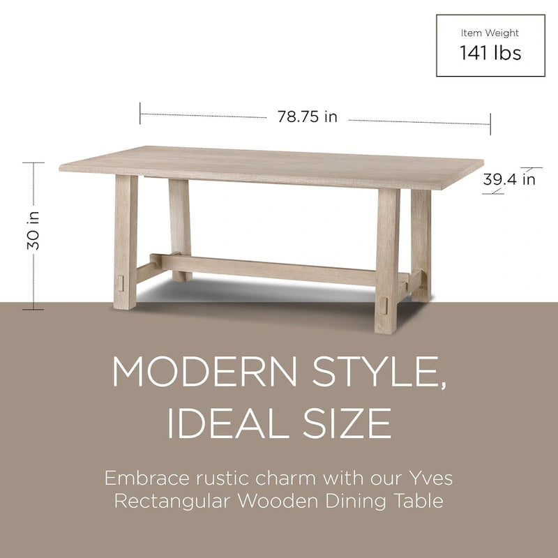 Table de salle à manger rectangulaire en bois massif, fini noir vieilli
