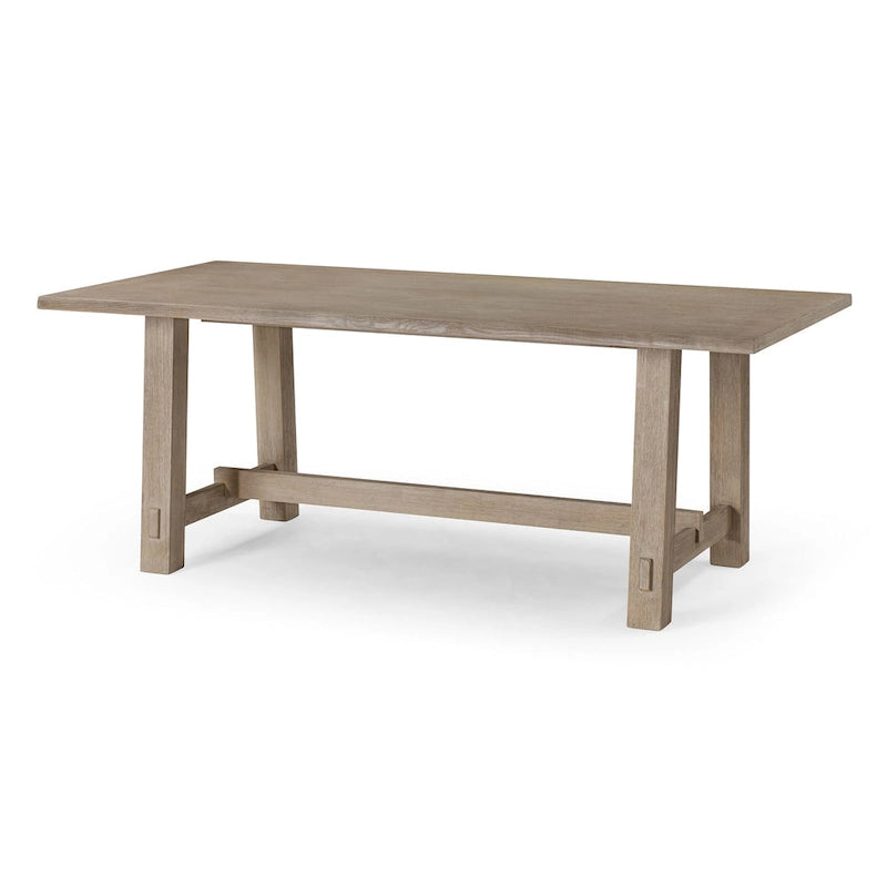 Table de salle à manger rectangulaire en bois massif, fini noir vieilli