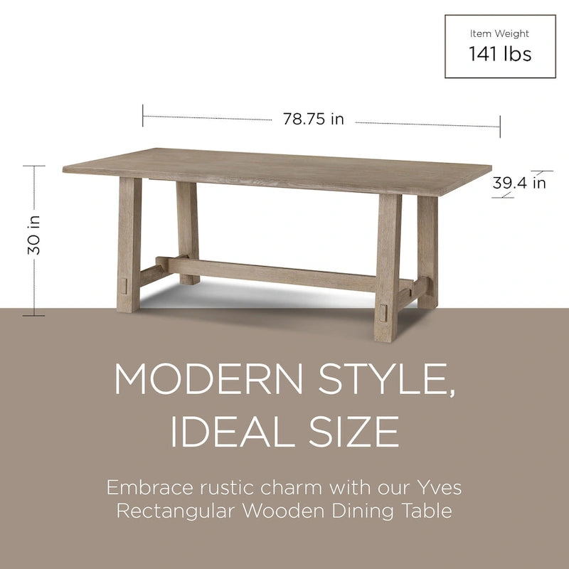 Table de salle à manger rectangulaire en bois massif, fini noir vieilli