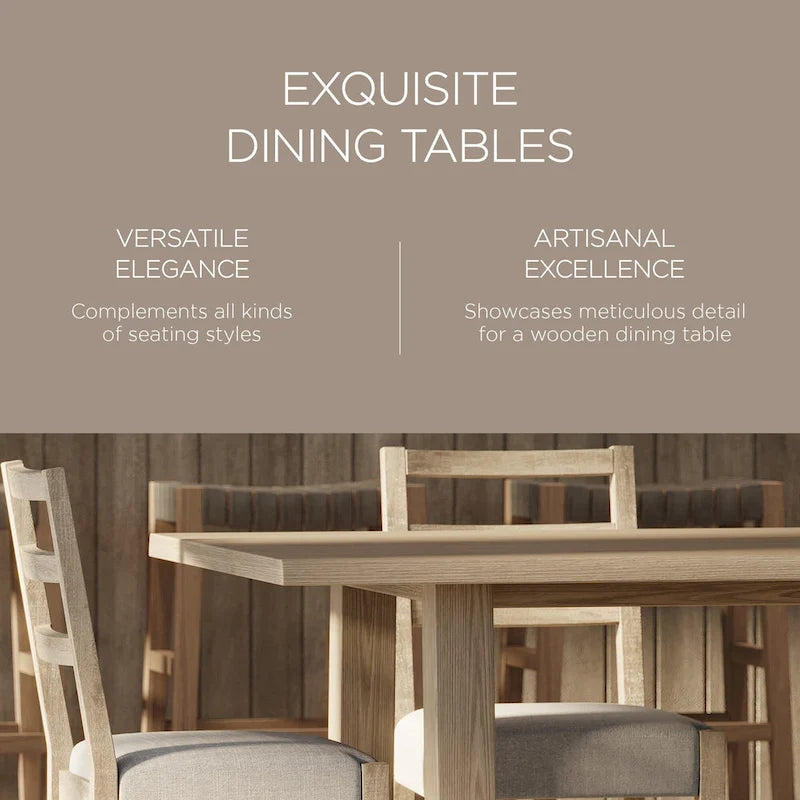 Table de salle à manger rectangulaire en bois massif, fini noir vieilli