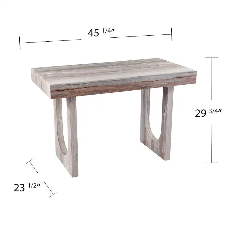 Bureau moderne contemporain imitation marbre, multifonctionnel comme petite table à manger ou poste de travail pour loisirs