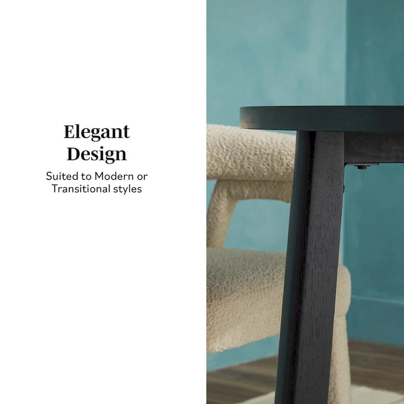 Table à manger moderne ronde en bois massif avec piètement géométrique