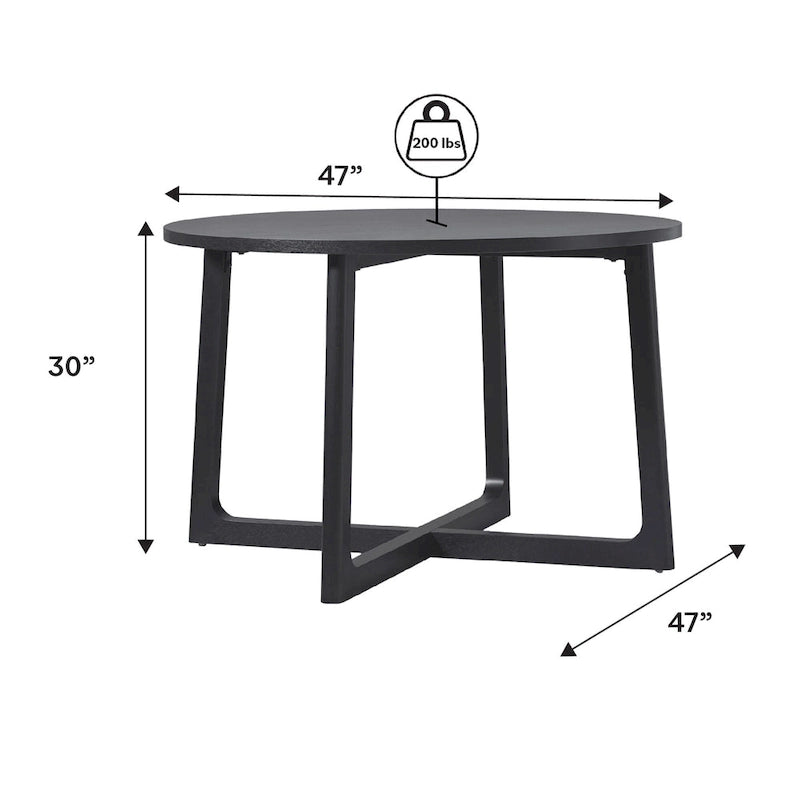 Table à manger moderne ronde en bois massif avec piètement géométrique