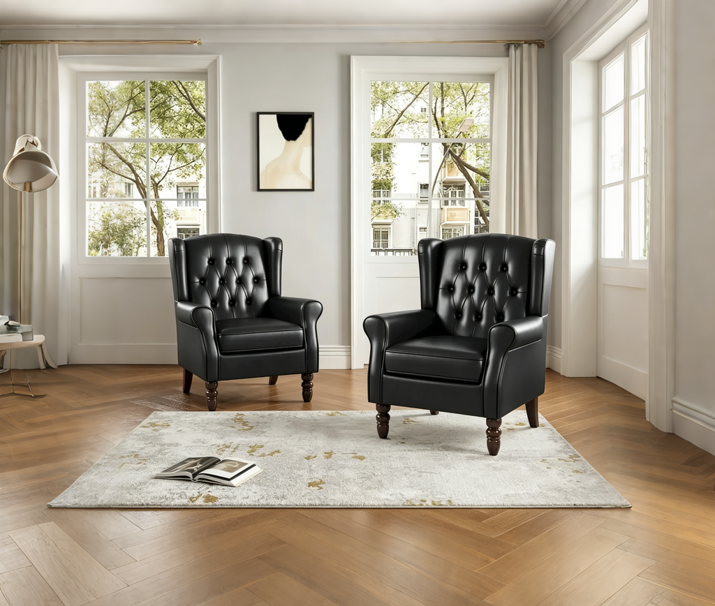 Lot de 2 chaises d'appoint capitonnées en similicuir végétalien